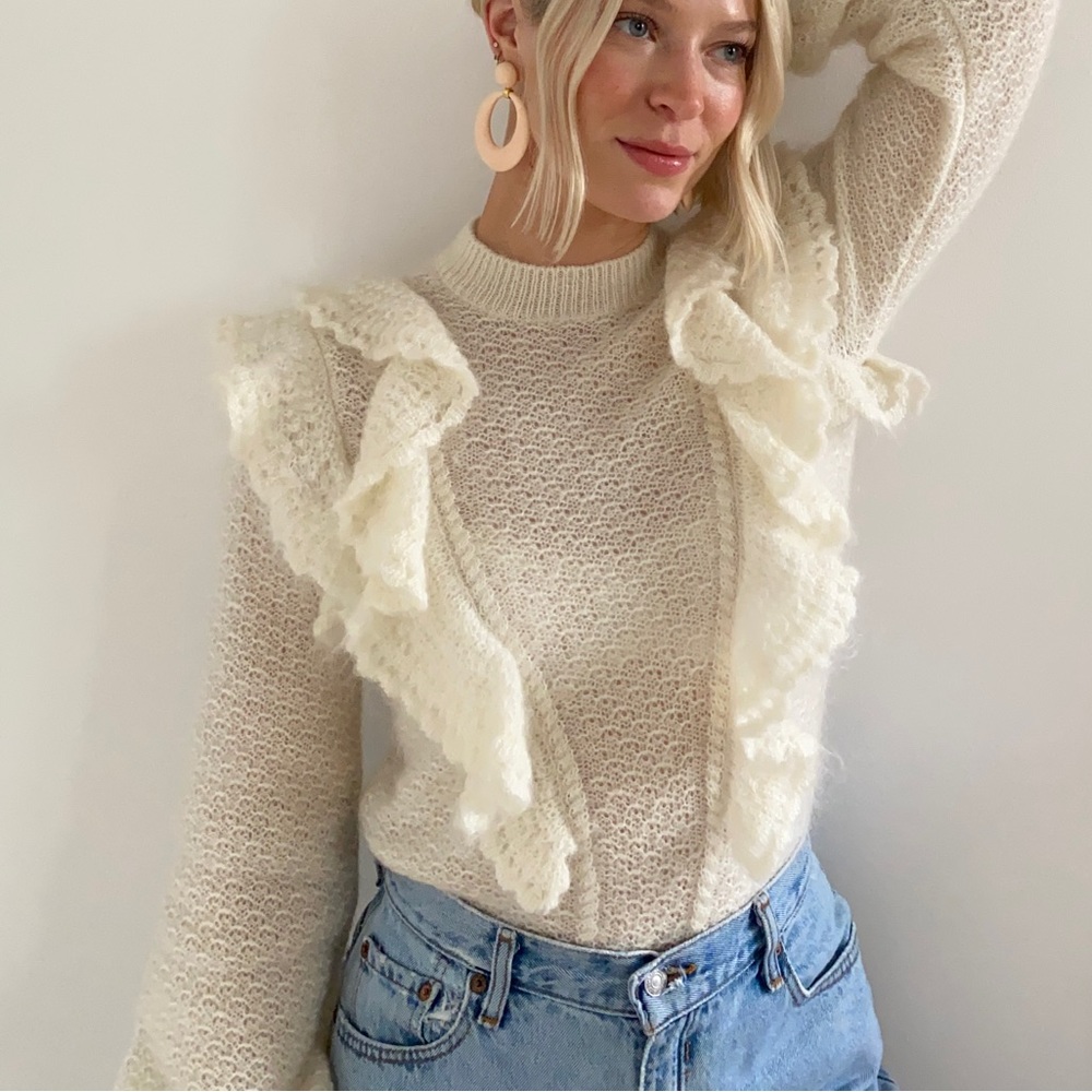 Ruffle sleeve sezane sweater
